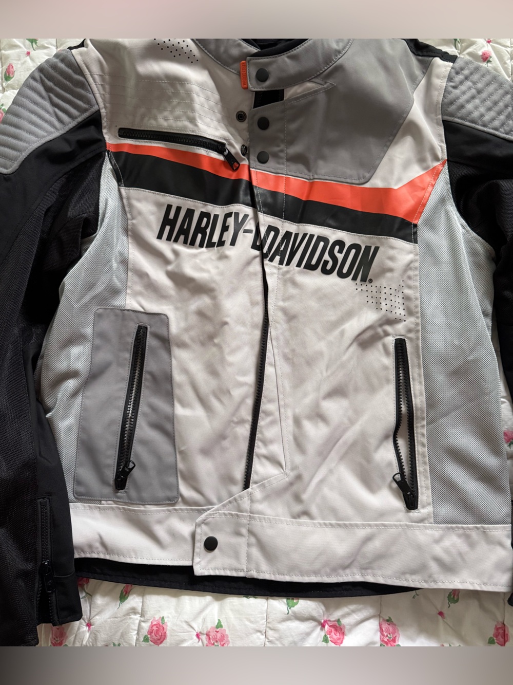 Harley-Davidson Men's White, Gray & Orange Performance Riding Jacket